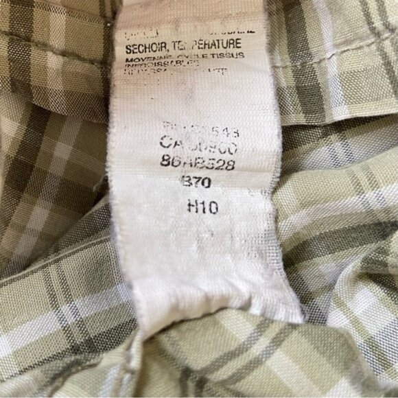 Timberland 100% cotton plaid button down shirt beige brown short sleeve medium - Picture 4 of 6